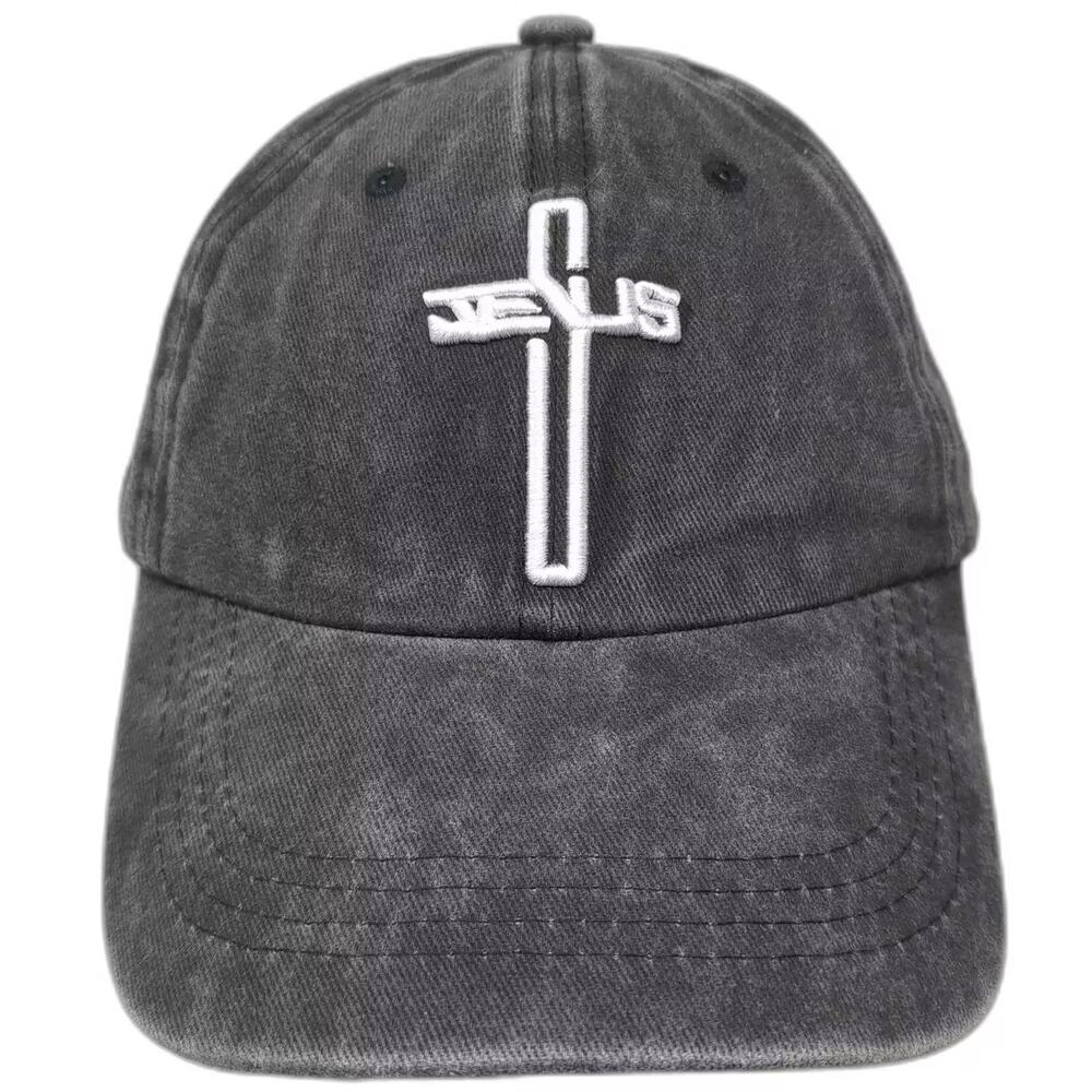 Waldeal Baseball Cap Gray Slideback OS Jesus Cross Embroidered Adjustable Hat